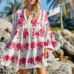 NWT PQ Swim Lola Embroidered Cover up Tunic Dress